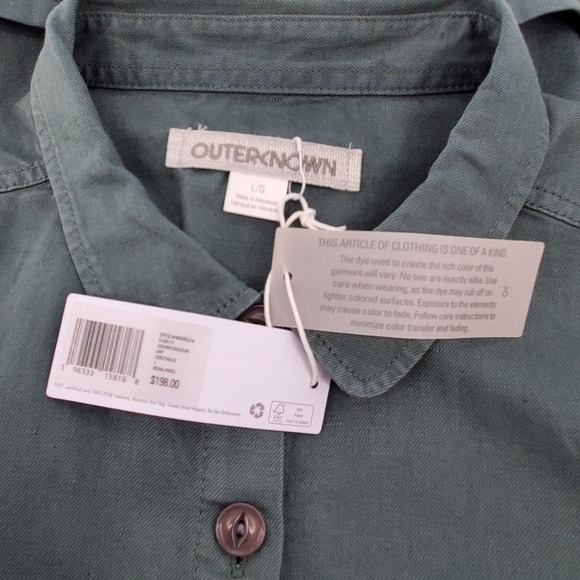 Outerknown Womens Large Station Utility Jumpsuit Dusk Green Organic Cotton Linen - Picture 3 of 8